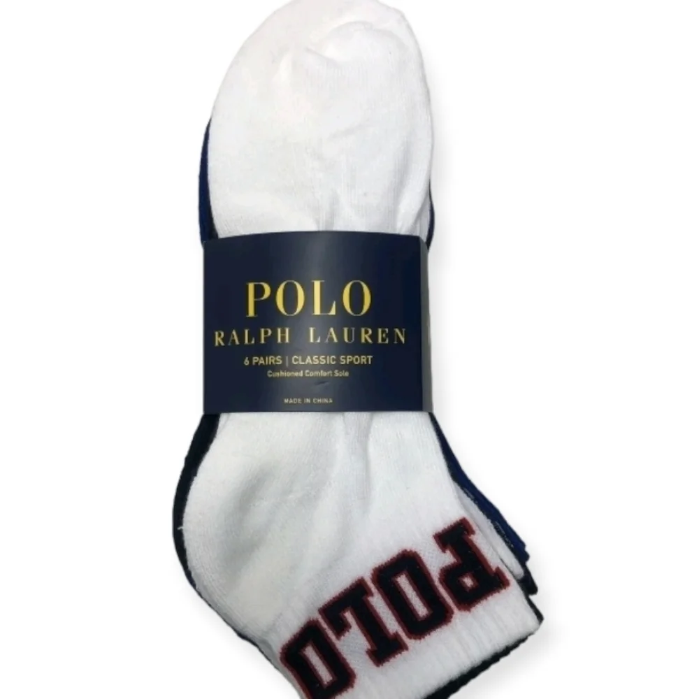 Polo Ralph Lauren 6-Pairs Men’s Quarter Crew Socks  Multi Colors,…Cushion